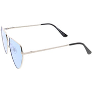zeroUV Retro Oversize Color Tone Flat Top Aviator Sunglasses C755 Sunglasses White Smoke Gold Yellow,Gold Pink,Silver Blue,Gunmetal Orange,Black Red