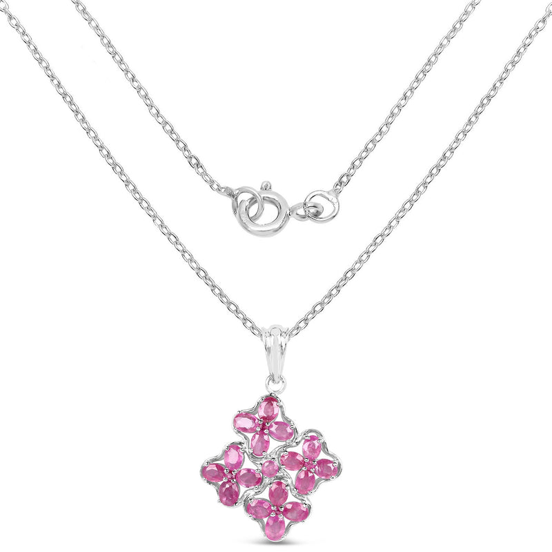 Bids.com 3.72 Carat Genuine Ruby .925 Sterling Silver Pendant Pendants White Smoke