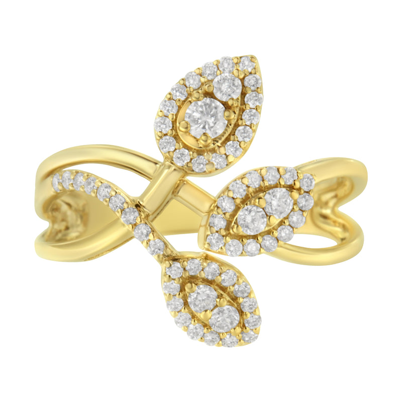 Bids.com 10K Yellow Gold 1/2 Cttw Round-Cut Diamond Layered Crossover Triple Leaf Bypass Ring (I-J Color, I1-I2 Clarity) - Size 7 Rings White Smoke 9 / Yellow.Gold,8 / Yellow.Gold,6 / Yellow.Gold,7 / Yellow.Gold,5 / Yellow.Gold,10 / Yellow.Gold