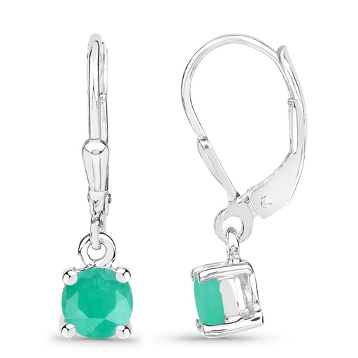 Bids.com 0.92 Carat Genuine Emerald .925 Sterling Silver Earrings Earrings White Smoke