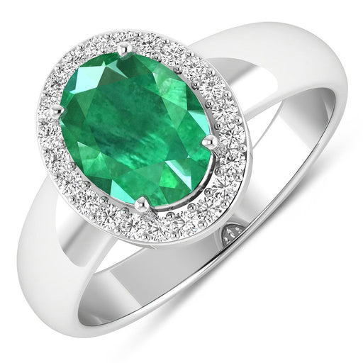 Bids.com 1.87 Carat Genuine Zambian Emerald and White Diamond 14K White Gold Ring Rings White Smoke size 6.00,size 7.00,size 8.00,size 9.00