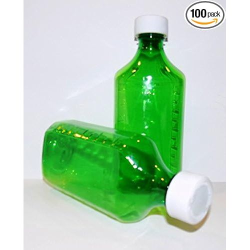 0 Green C/R. Oval Plastic  Bottle  8 Oz x100 Ea Storage & Organization Lavender