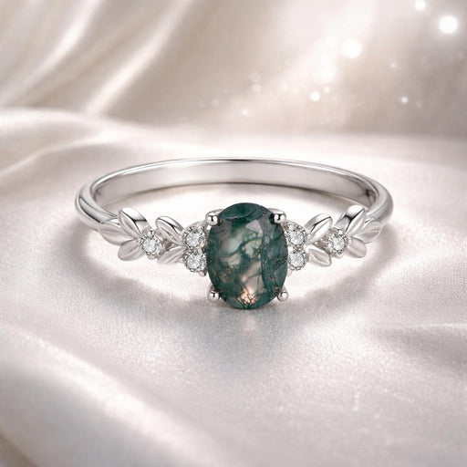 Bids.com 925 Sterling Silver Agate and CZ Pendant Ring Size 6 for Women Rings Light Gray 6,7,8