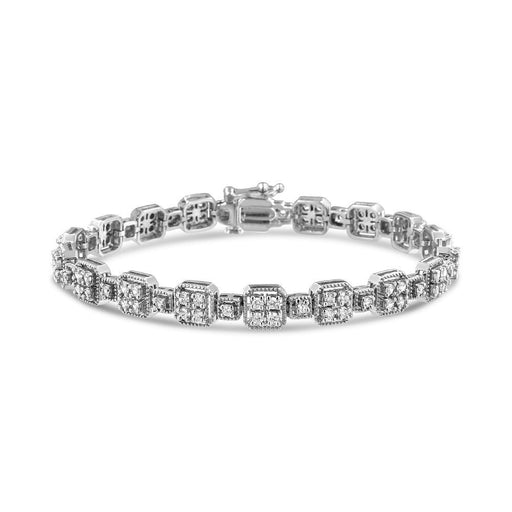 Bids.com 10K White Gold 2.0 Cttw Diamond Square Link Bracelet (J-K Color, I2-I3 Clarity) - Size 7.25" Bracelets White Smoke White.Gold / 725,White.Gold / 7.25