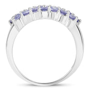 Bids.com 1.54 Carat Genuine Tanzanite .925 Sterling Silver Ring Rings White Smoke size 6.00,size 7.00,size 8.00,size 9.00,size 5.00