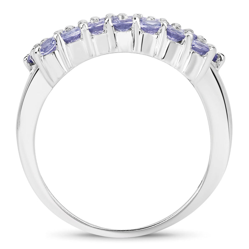 Bids.com 1.54 Carat Genuine Tanzanite .925 Sterling Silver Ring Rings White Smoke size 6.00,size 7.00,size 8.00,size 9.00,size 5.00