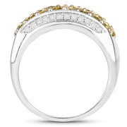 Bids.com 1.91 Carat Genuine Yellow Diamond and White Diamond .925 Sterling Silver Ring Rings White Smoke size 5.00,size 6.00,size 7.00,size 8.00,size 9.00