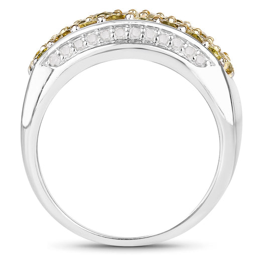 Bids.com 1.91 Carat Genuine Yellow Diamond and White Diamond .925 Sterling Silver Ring Rings White Smoke size 5.00,size 6.00,size 7.00,size 8.00,size 9.00
