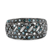 Bids.com 0.60 Carat Genuine Blue Diamond .925 Sterling Silver Ring Rings Dim Gray size 7.00,size 8.00,size 6.00,size 9.00
