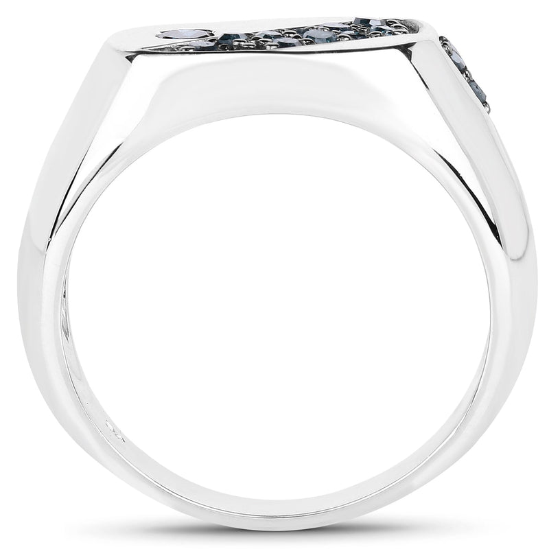 Bids.com 0.31 Carat Genuine Blue Diamond .925 Sterling Silver Ring Rings White Smoke size 9.00,size 6.00,size 7.00,size 8.00