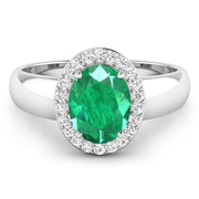 Bids.com 1.87 Carat Genuine Zambian Emerald and White Diamond 14K White Gold Ring Rings White Smoke size 6.00,size 7.00,size 8.00,size 9.00