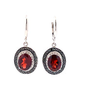 Bids.com .38ct Garnet Diamond Dangle Earrings Sterling Silver Earrings White Smoke