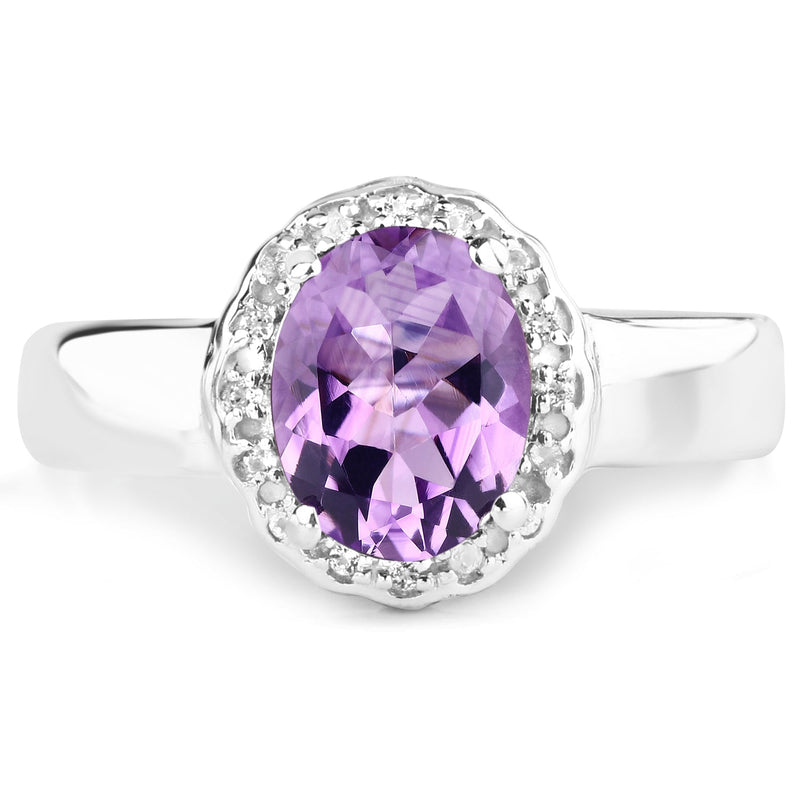 Bids.com 1.68 Carat Genuine  Amethyst and White Topaz .925 Sterling Silver Ring Rings White Smoke size 6.00,size 8.00,size 7.00,size 5.00,size 9.00