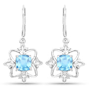 Bids.com 5.30 Carat Genuine Swiss Blue Topaz .925 Sterling Silver Earrings Earrings White Smoke