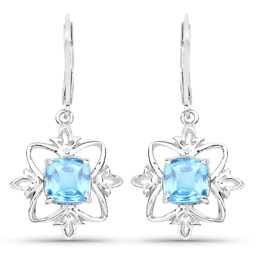 Bids.com 5.30 Carat Genuine Swiss Blue Topaz .925 Sterling Silver Earrings Earrings White Smoke