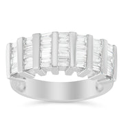 Bids.com .925 Sterling Silver 1.0 Cttw Baguette Cut Diamond Vertical Channel Fluted Multi-Row Unisex Fashion Wedding Ring (H-I Color, I1-I2 Clarity) - Size 6-3/4 Rings Light Gray 7.75 / White.Sterling Silver,6.75 / White.Sterling Silver,7.25 / White.Sterling Silver,7 / White.Sterling Silver,7.5 / White.Sterling Silver