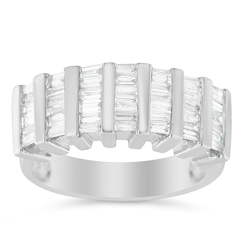 Bids.com .925 Sterling Silver 1.0 Cttw Baguette Cut Diamond Vertical Channel Fluted Multi-Row Unisex Fashion Wedding Ring (H-I Color, I1-I2 Clarity) - Size 6-3/4 Rings Light Gray 7.75 / White.Sterling Silver,6.75 / White.Sterling Silver,7.25 / White.Sterling Silver,7 / White.Sterling Silver,7.5 / White.Sterling Silver