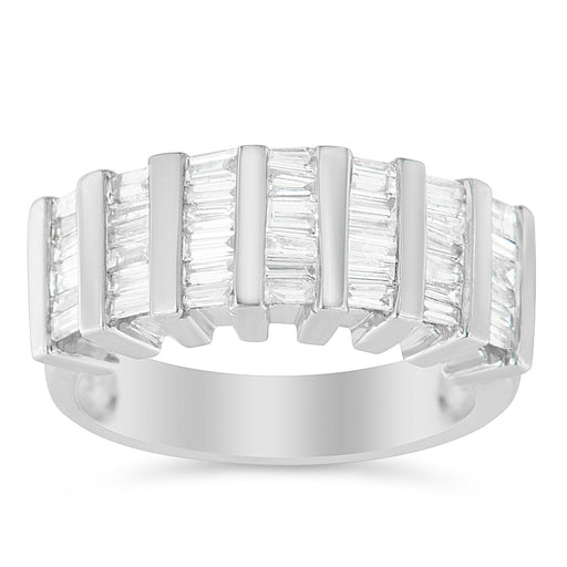 Bids.com .925 Sterling Silver 1.0 Cttw Baguette Cut Diamond Vertical Channel Fluted Multi-Row Unisex Fashion Wedding Ring (H-I Color, I1-I2 Clarity) - Size 6-3/4 Rings Light Gray 7.75 / White.Sterling Silver,6.75 / White.Sterling Silver,7.25 / White.Sterling Silver,7 / White.Sterling Silver,7.5 / White.Sterling Silver