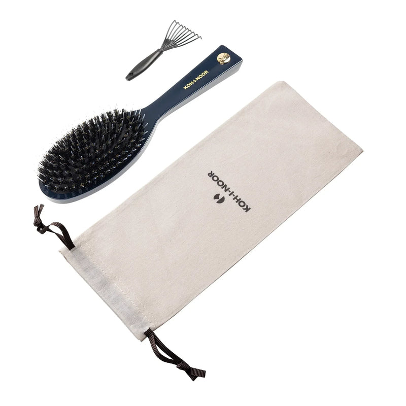 KOH-I-NOOR Beauty USA Pastel Boar & Nylon Pin Hair Brush - Biodegradable Acetate in 6 Colors Hair Brush White Smoke Navy blue / Large,Navy blue / Small