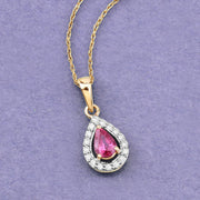 Bids.com 1.03 Carat Genuine Ruby and White Diamond 14K Yellow Gold Pendant Pendants Dark Gray