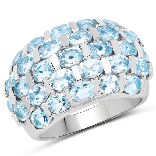 Bids.com 5.51 Carat Genuine Blue Topaz .925 Sterling Silver Ring Rings White Smoke size 7.00,size 6.00,size 8.00,size 9.00