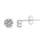 Bids.com .925 Sterling Silver 1/10 cttw Prong Set Round-Cut Trio Diamond Stud Earrings (I-J Color, I3 Clarity) Earrings White Smoke White.Sterling Silver / 0.12