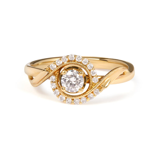 Bids.com 14K Yellow Gold 1/3 Cttw Diamond Solitaire and Halo Swirl Engagement Ring (G-H Color, VS2-SI1 Clarity)- Size 7 Rings White Smoke 7 / Yellow.Gold