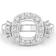Bids.com 0.73 Carat Genuine White Diamond 14K White Gold Semi Mount Ring - holds 8x8mm Cushion Gemstone Rings White Smoke size 7.00,size 6.00,size 8.00