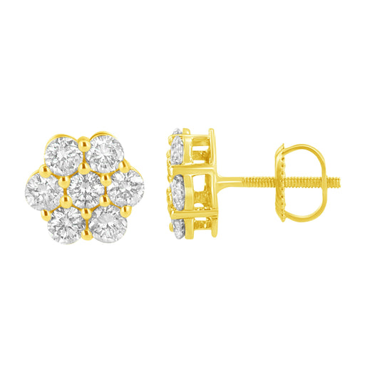 Bids.com 14K Yellow Gold 1.0 Cttw Diamond Flower Earring (J-K Color, I1-I2 Clarity) Earrings White Smoke Yellow.Gold / 1
