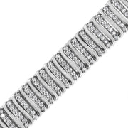 Bids.com .925 Sterling Silver 8 1/2 Cttw Diamond 7 Row Chevron "S" Curved Link Tennis Bracelet (I-J color, I1-I2 clarity) - 7.25" Bracelets White Smoke White.Sterling Silver / 7.25