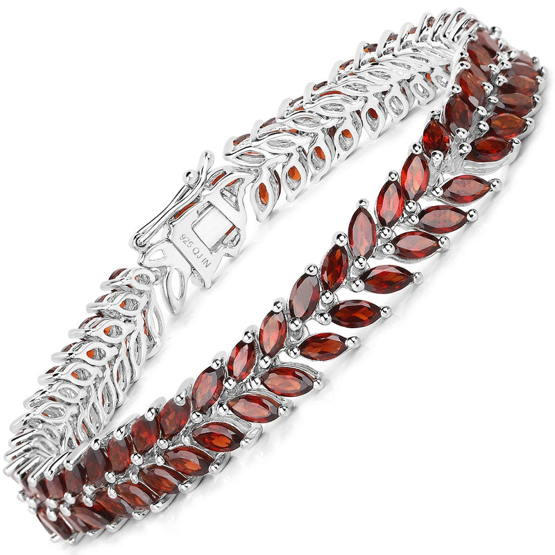 Bids.com 18.40 Carat Genuine Garnet .925 Sterling Silver Bracelet Bracelets White Smoke size 7.00