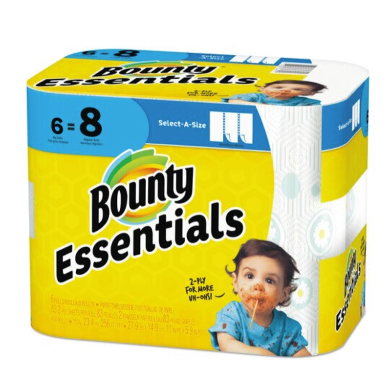 Bounty Bounty Essentials Paper Towels, Select-a-size, White, 83-sheets, 6 Big Rolls Paper Towels White Smoke