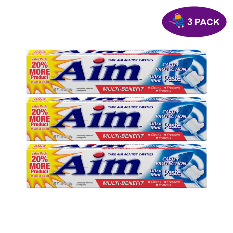 Aim Aim Cavity Protection Anticavity Fluoride Toothpaste Ultra Mint 55 OZ Toothpaste White Smoke