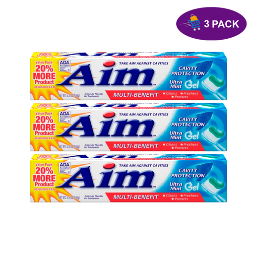 Aim Aim Cavity Protection Ultra Mint Gel Toothpaste Value Pack, 5.5 Oz Toothpaste White Smoke
