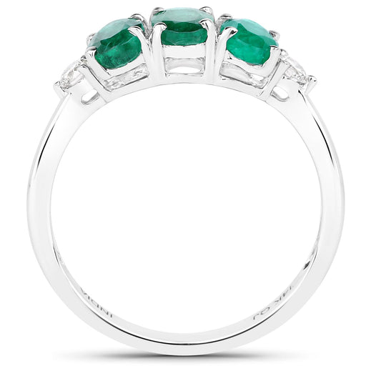 Bids.com 1.14 Carat Genuine Zambian Emerald and White Diamond 14K White Gold Ring Rings White Smoke size 7.00,size 6.00,size 8.00