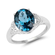Bids.com 4.26 Carat Genuine London Blue Topaz & White Topaz .925 Sterling Silver Ring Rings White Smoke size 6.00,size 8.00,size 7.00,size 9.00,size 5.00,size 10.00