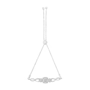 Bids.com .925 Sterling Silver Diamond Cushion Frame Heart-Sides Twist 4â€-10â€ Adjustable Bolo Tennis Bolo Bracelet (I-J Color, I3 Clarity) Bracelets White Smoke White.Sterling Silver / 7