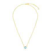 Bids.com 14k Yellow Gold 17 inch Necklace with Cushion Blue Topaz Necklaces White Smoke 17 / Yellow Gold