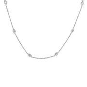 Bids.com 14K White Gold 1.00 Cttw Bezel Set Round Diamond Marquise Shaped Milgrain Station 18" Collar Necklace (G-H Color, SI1-SI2 Clarity) Necklaces White Smoke White.Gold / 18