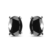 Bids.com 14K White Gold 3.00 Cttw Oval Cut Black Diamond Solitaire Stud Earrings (Black Color, I2-I3 Clarity) Earrings White Smoke White.Gold / 3