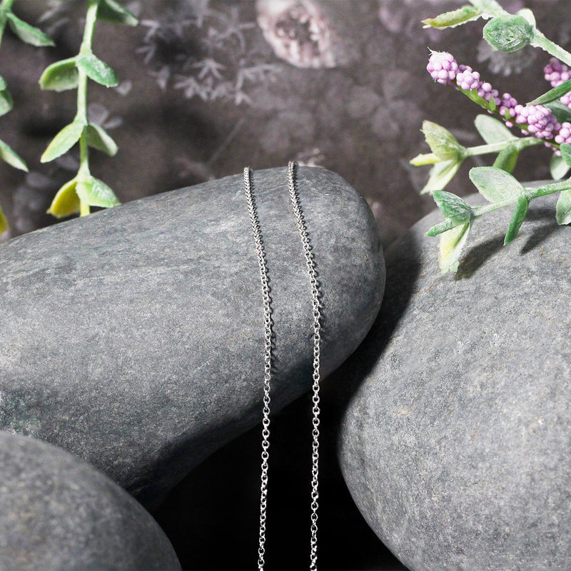 Bids.com 14k White Gold Round Cable Link Chain 1.1mm Necklaces Dark Gray 16 / White Gold,18 / White Gold