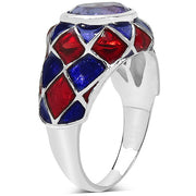 Bids.com 2.16 Carat Genuine Amethyst & White Diamond .925 Sterling Silver Ring Rings White Smoke size 8.00,size 6.00,size 7.00,size 9.00