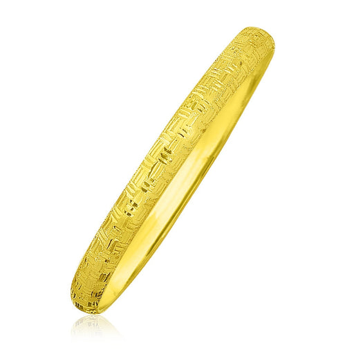 Bids.com 10k Yellow Gold Greek Pattern Textured Bangle Bracelets White Smoke 7 / Yellow Gold