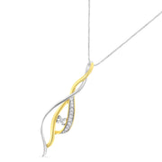 Bids.com 10K Yellow and White Gold Round Cut Diamond Accent Cascade 18" Pendant Necklace (J-K Color, I2-I3 Clarity) Necklaces White Smoke YellowWhite.Gold / 18