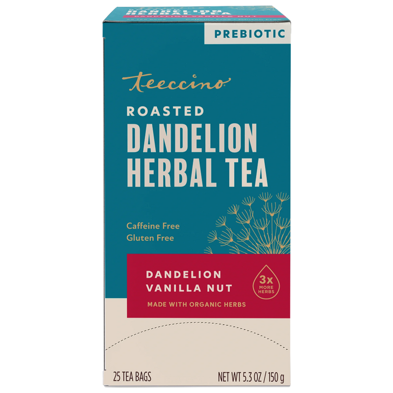 Teeccino Dandelion Vanilla Nut Roasted Herbal Tea Herbal Tea Dark Cyan 25 tea bags