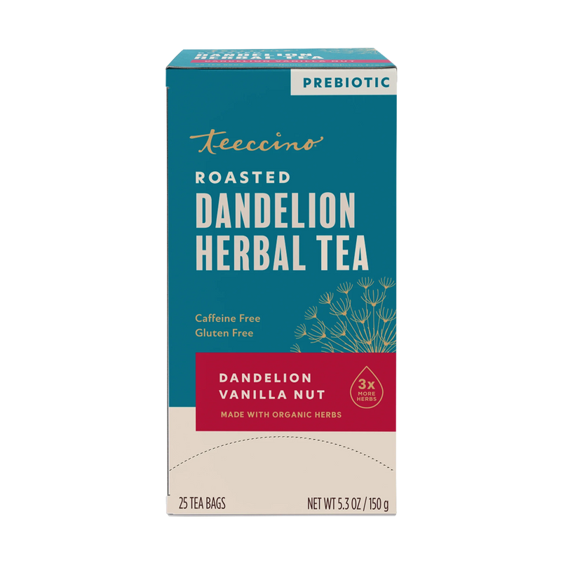 Teeccino Dandelion Vanilla Nut Roasted Herbal Tea Herbal Tea Dark Cyan 25 tea bags