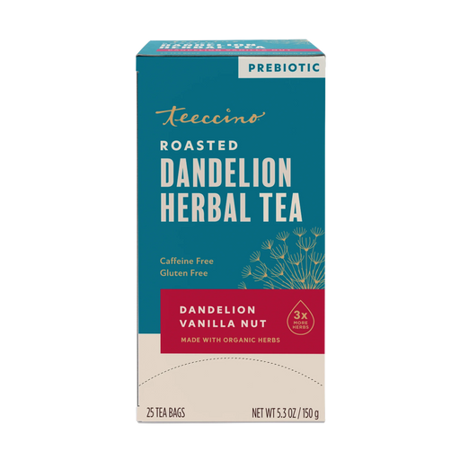 Teeccino Dandelion Vanilla Nut Roasted Herbal Tea Herbal Tea Dark Cyan 25 tea bags