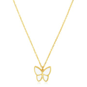 Bids.com 14k Yellow Gold High Polish Butterfly Peral Paste Necklace Necklaces White Smoke 18 / Yellow Gold