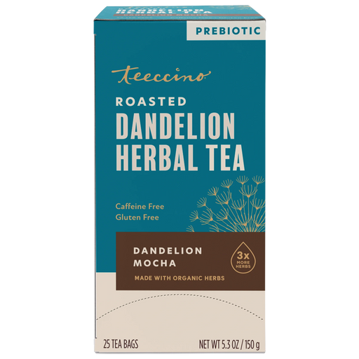 Teeccino Dandelion Mocha Roasted Herbal Tea Herbal Tea Dark Cyan 25 tea bags
