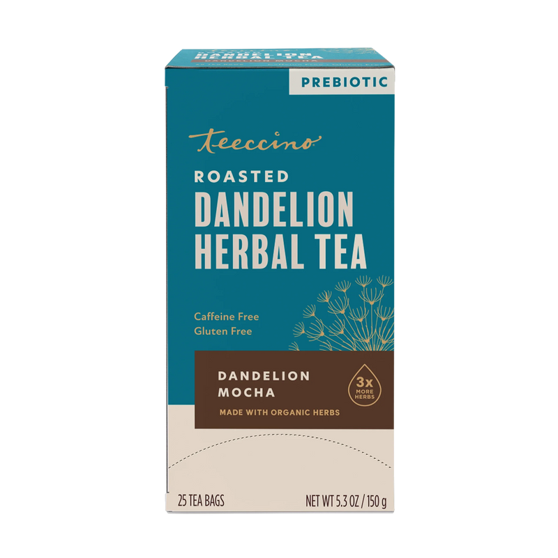Teeccino Dandelion Mocha Roasted Herbal Tea Herbal Tea Dark Cyan 25 tea bags